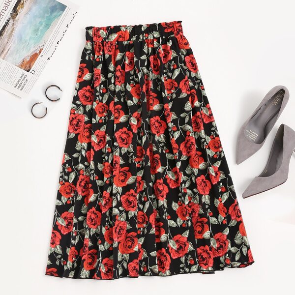 

Allover Floral Print Flare Skirt, Multicolor