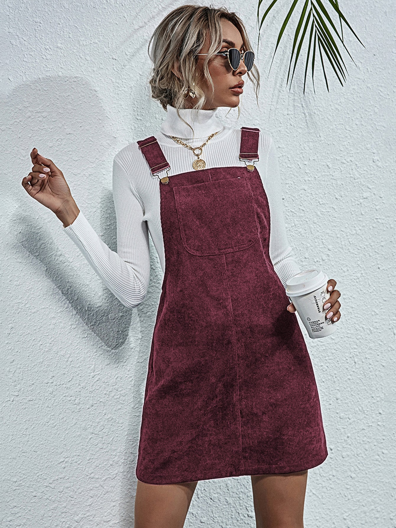 shein bib pocket front overall dress