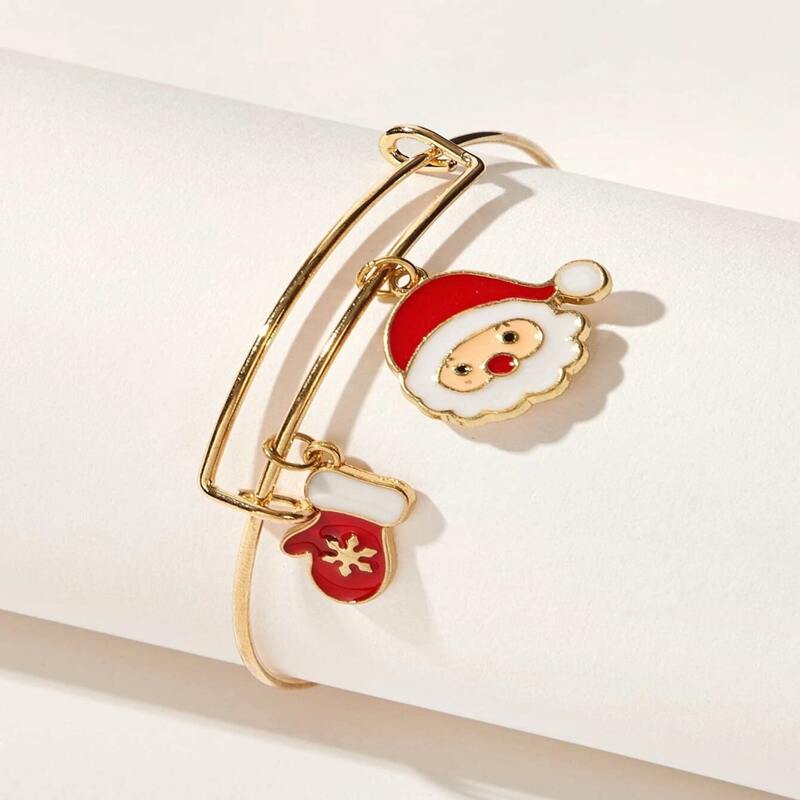 

Christmas Santa Claus Adjustable Bangle, Gold