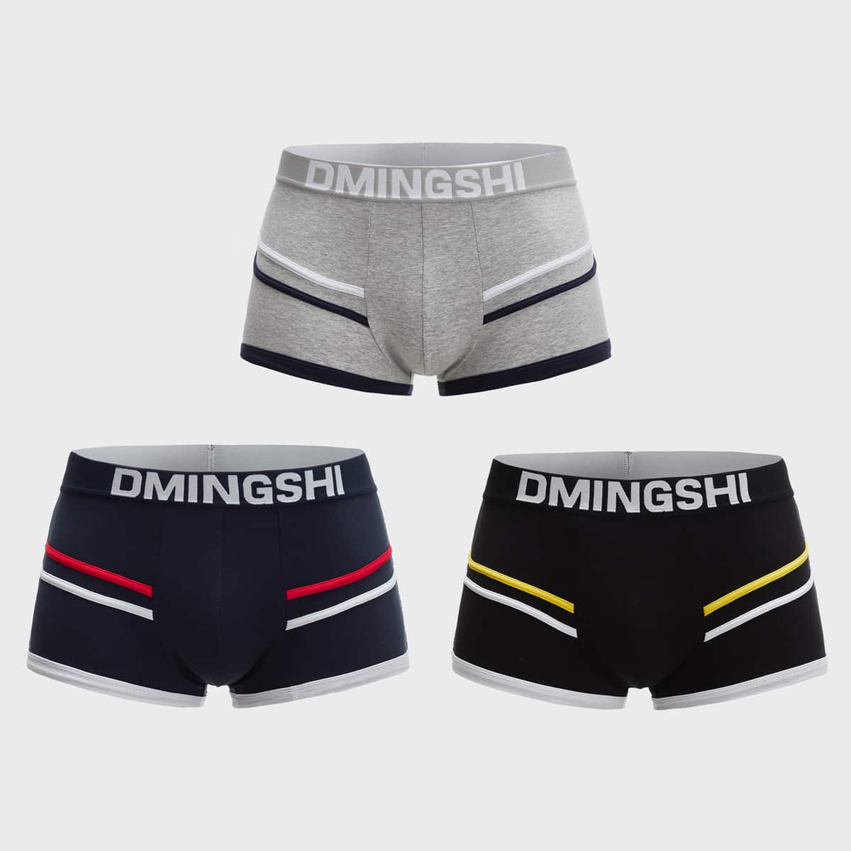 

Men Letter And Striped Boxer Brief, Multicolor