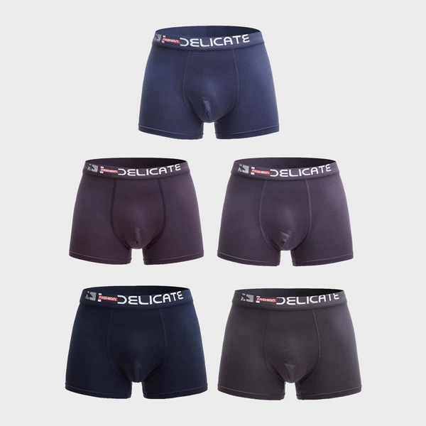 

Men 5pcs Letter Graphic Boxer Brief, Multicolor