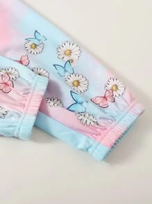 SHEIN Girls Ombre Letter Graphic Hoodie & Joggers Set - Multicolor - View 4