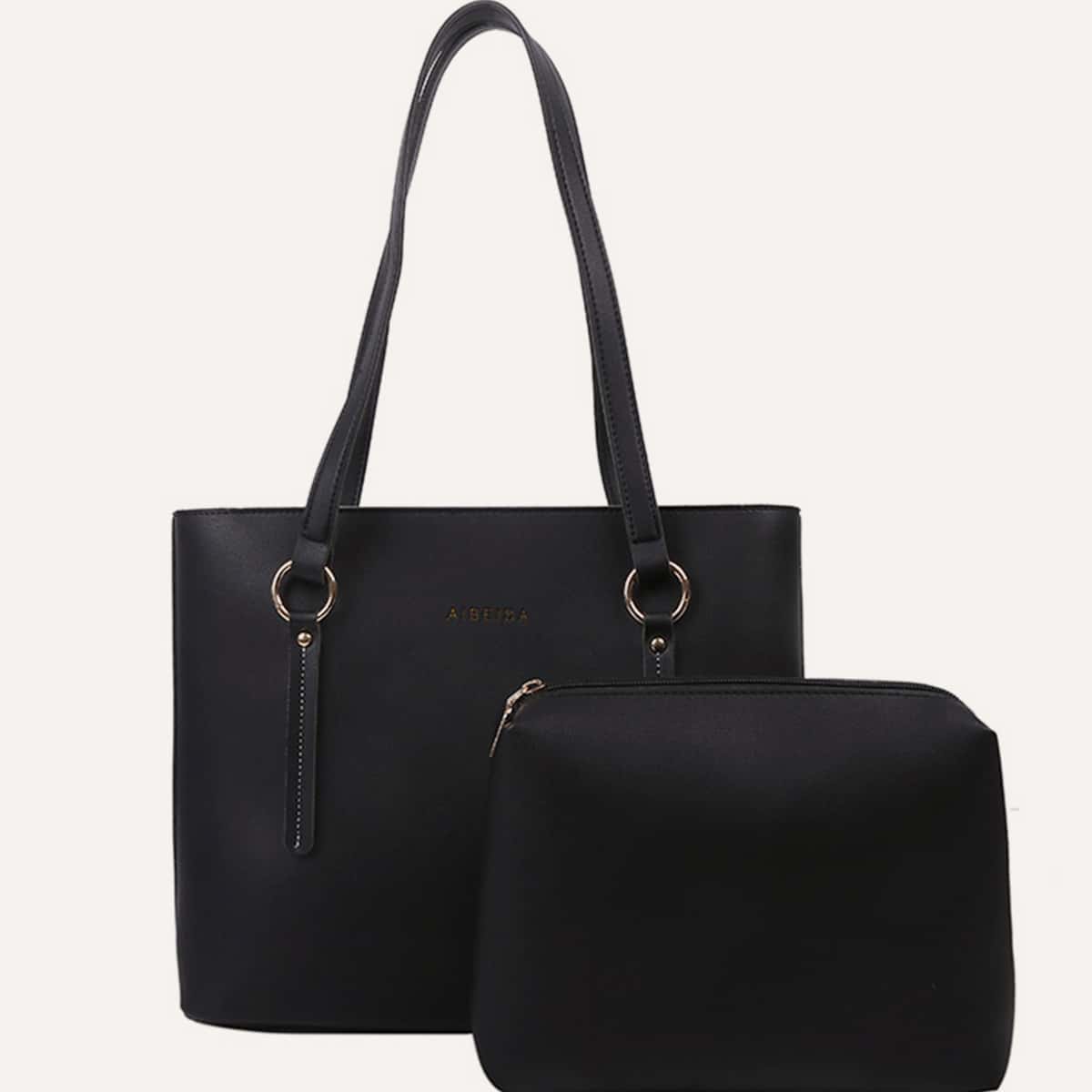 

Minimalist Tote Bag & Clutch Bag, Black