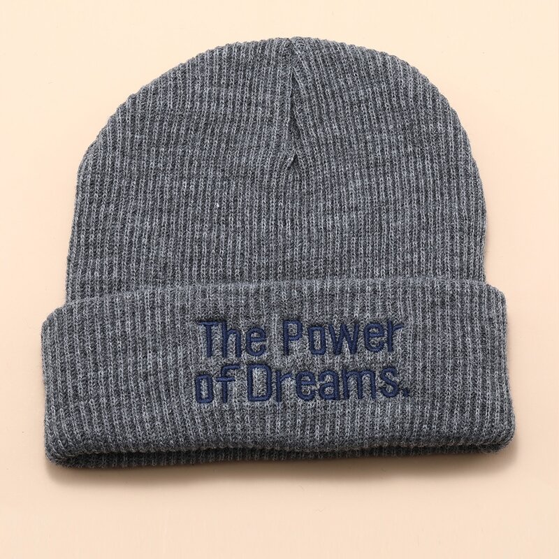 

Slogan Graphic Knit Beanie, Dark grey