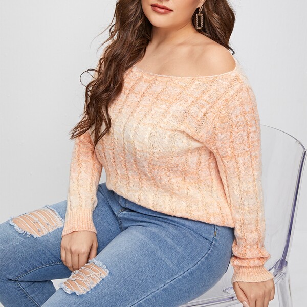 

Plus Ombre Ribbed Knit Sweater, Multicolor