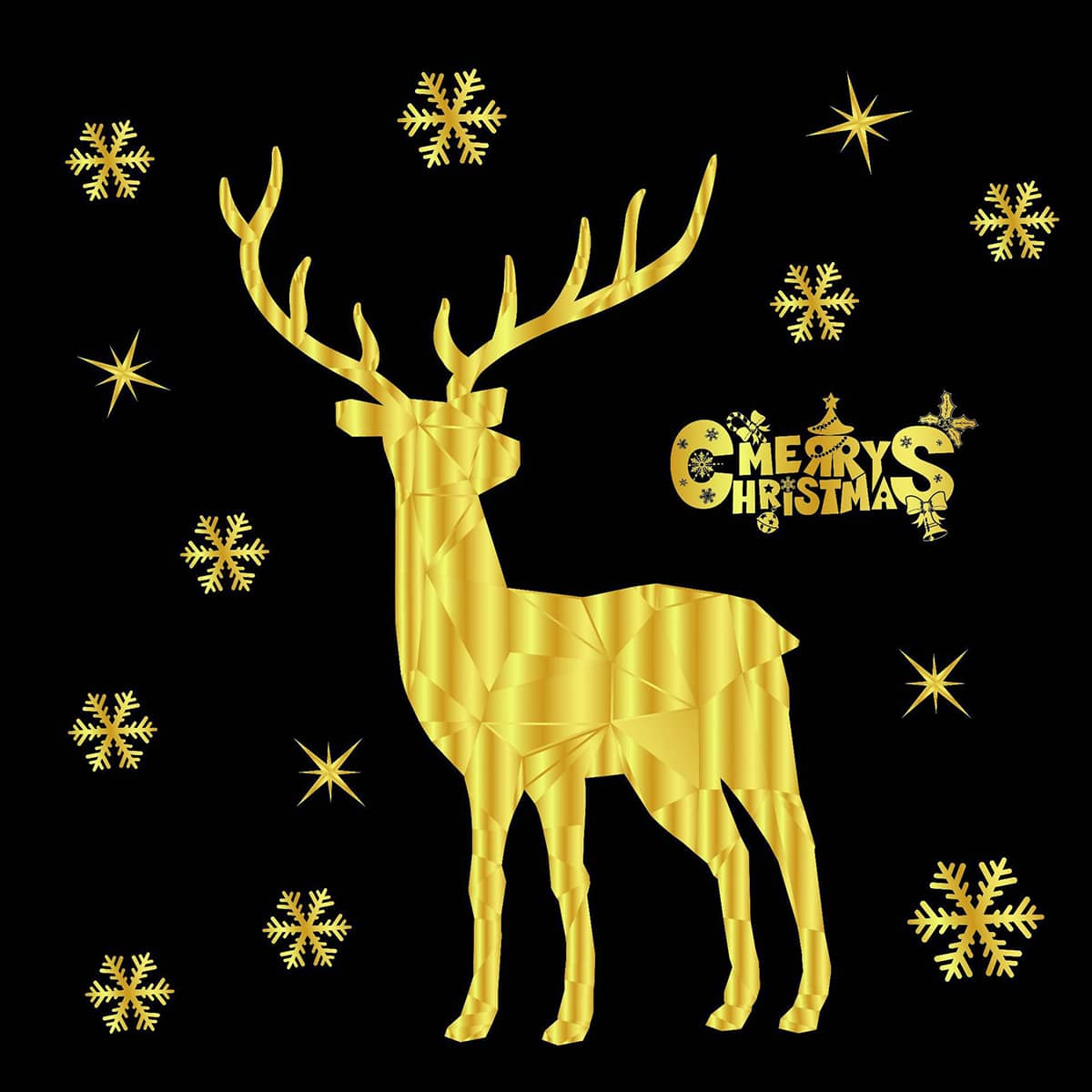 

1pc Christmas No Glue Sticker, Gold