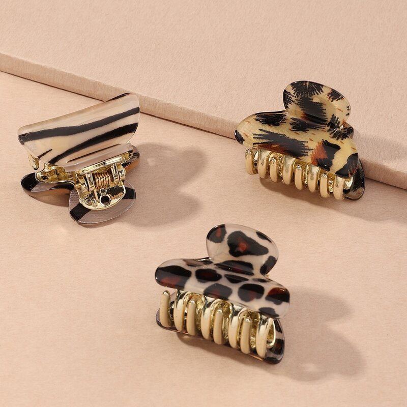 

3pcs Zebra Striped & Leopard Hair Claw, Multicolor