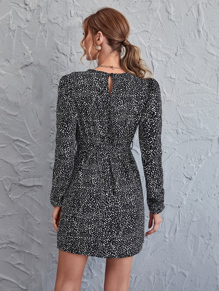 knee length dresses for ladies Black and White Roll Neck Jumper Dress