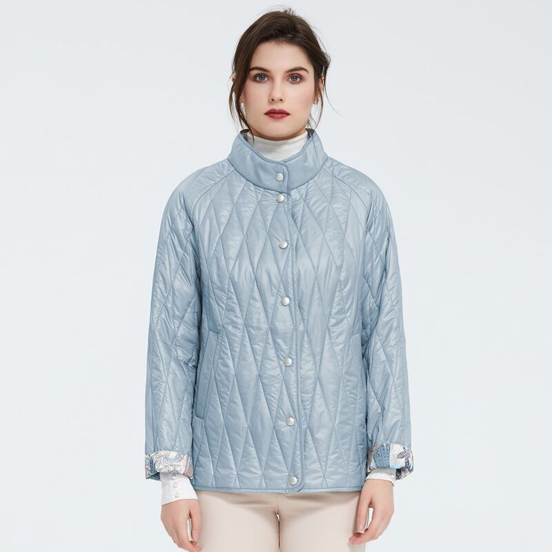 

Button Front Padded Coat, Baby blue