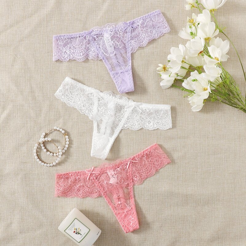 

3pack Floral Lace Thong Set, Multicolor