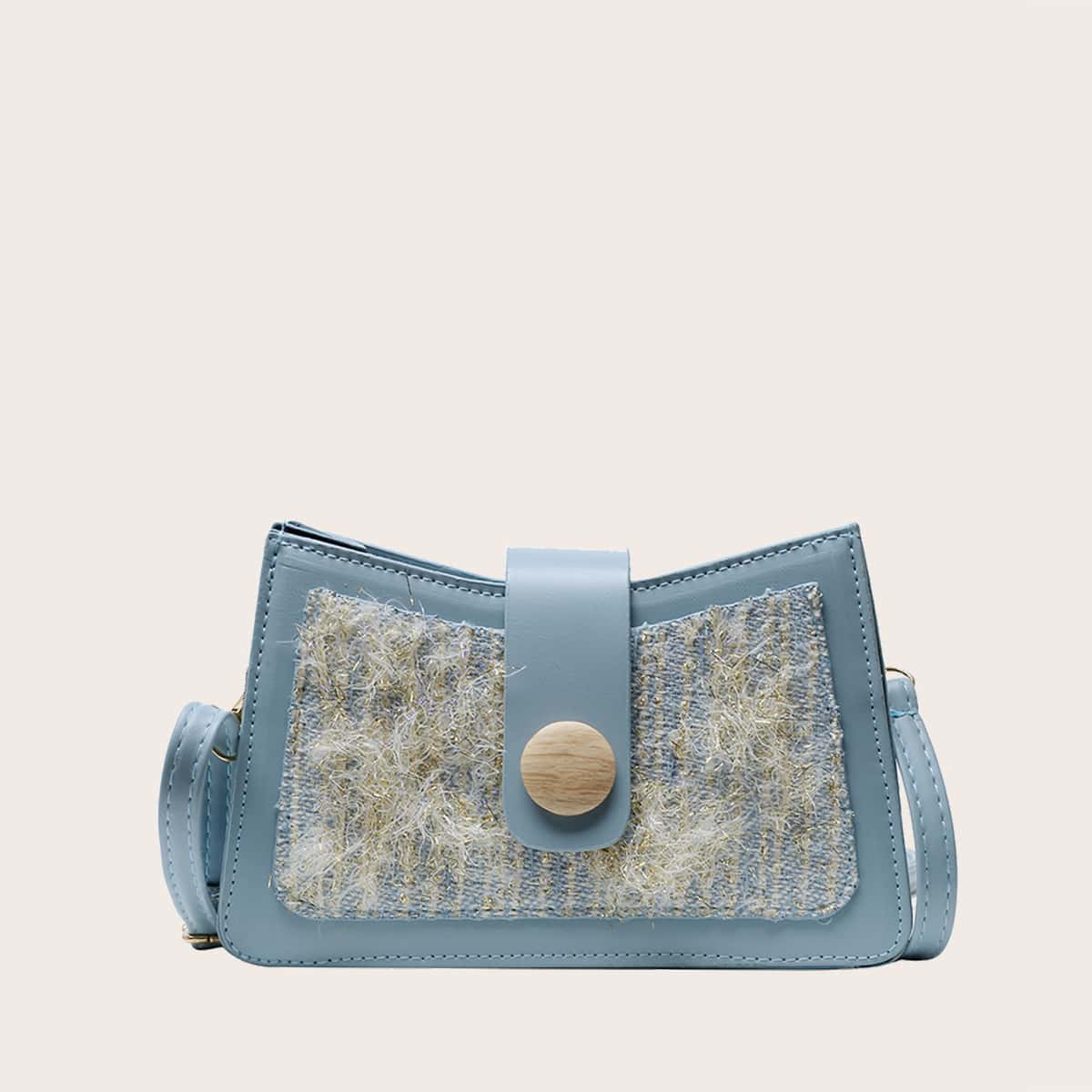 

Tassel Snap Button Crossbody Bag, Baby blue