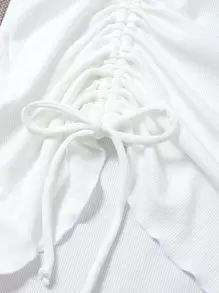 SHEIN Swim 羅紋前抽繩海灘半身裙