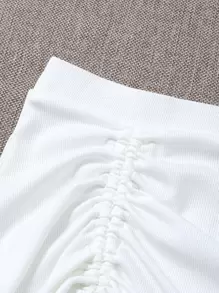 SHEIN Swim 羅紋前抽繩海灘半身裙