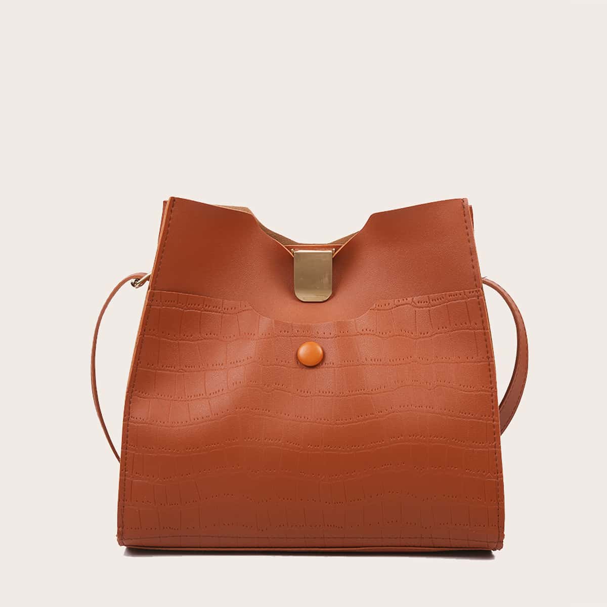 

Croc Embossed Crossbody Bag, Brown
