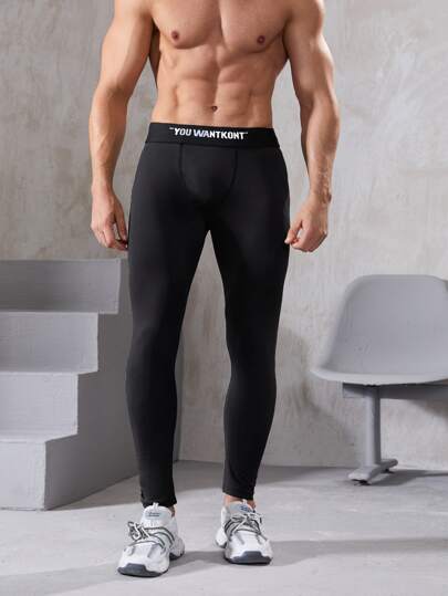 Manfinity Fitness ليجينز يوغا بجرافيك شعار للرجال