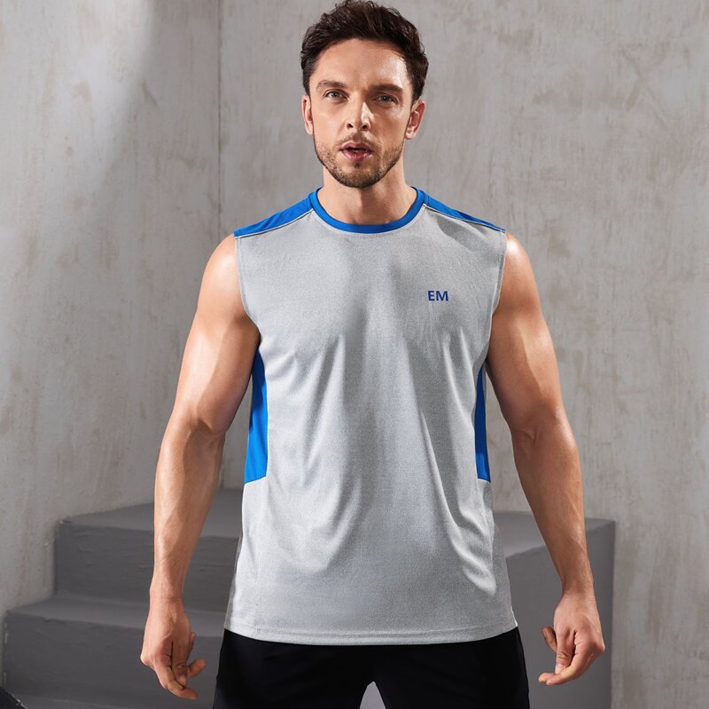

Men Contrast Binding Letter Graphic Sports Tank Top, Grey