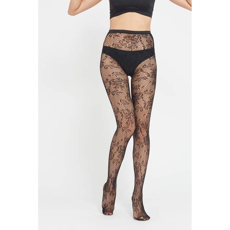 

Floral Fishnet Tights, Black