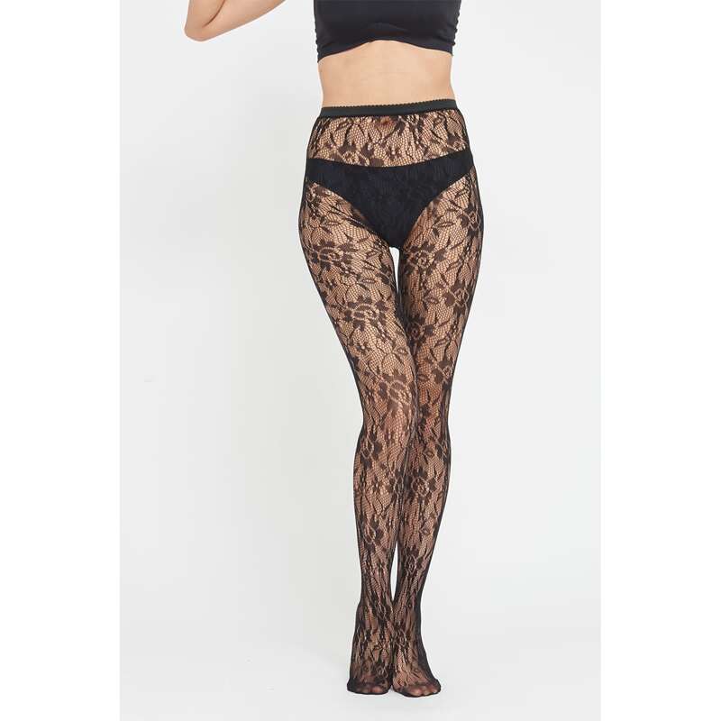 

Floral Fishnet Tights, Black