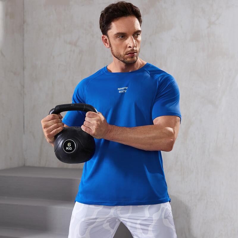 

Men Letter Graphic Raglan Sleeve Sports Tee, Blue