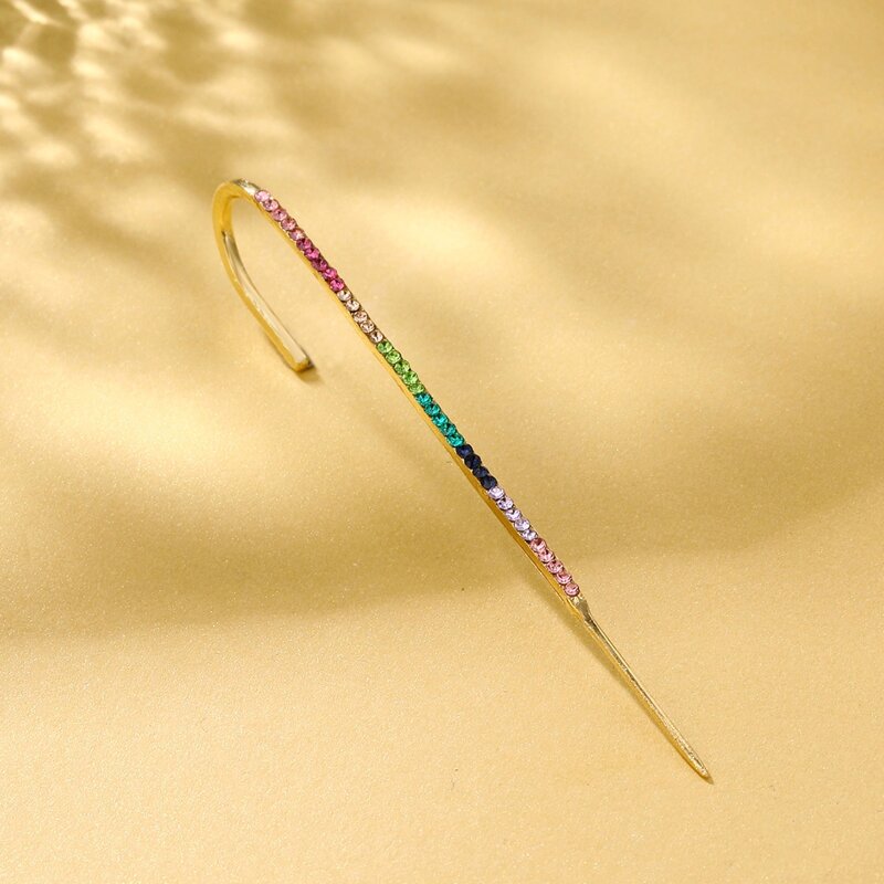 

Rhinestone Umbrella Handle Shaped Ear Cuff, Gold