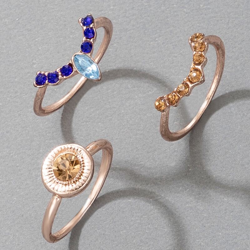 

3pcs Rhinestone Ring, Gold