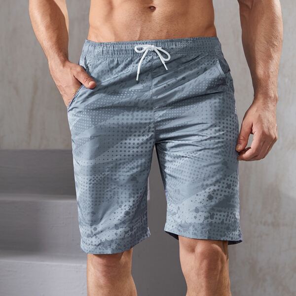 

Men Letter Graphic Knot Front Sports Shorts, Grey