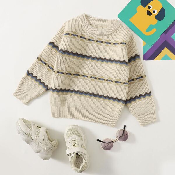 

Toddler Boys Chevron Pattern Drop Shoulder Sweater, Beige