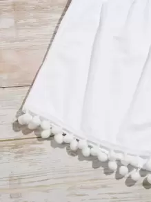 SHEIN Swim 球球邊泳裝短褲 - 白色 - 查看 4