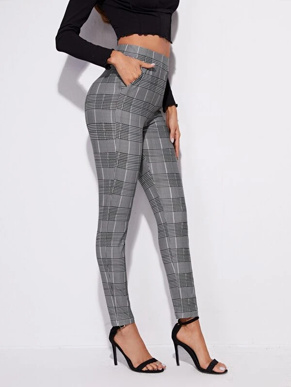 glen plaid skinny pants