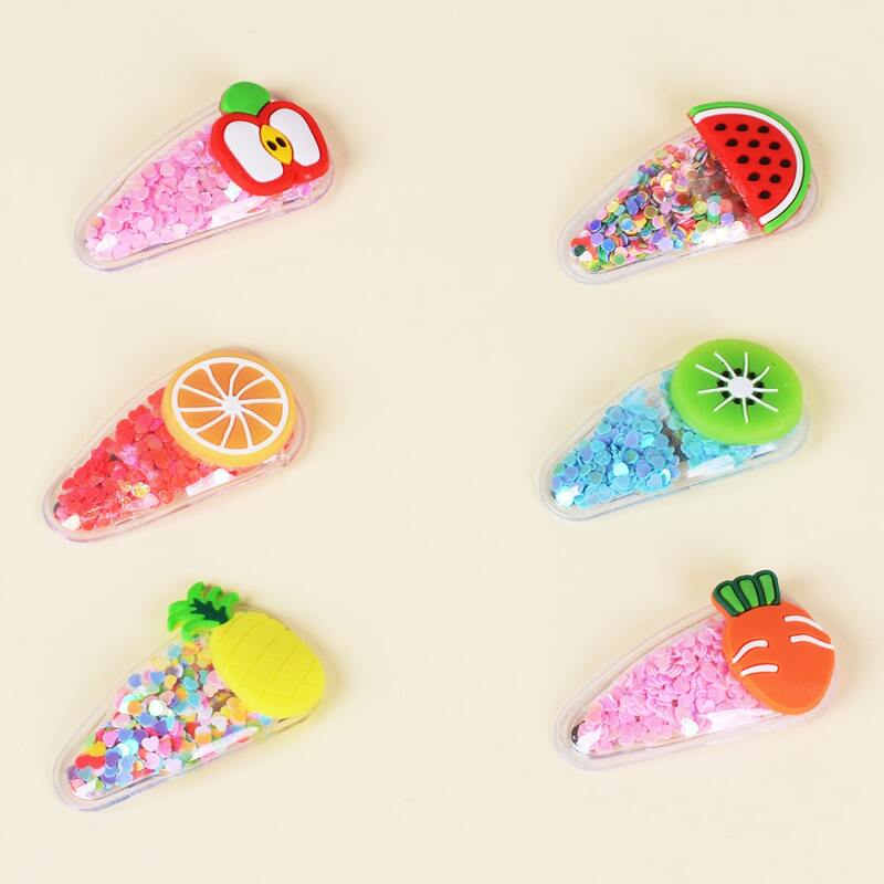 

6pcs Fruit Sequin Snap Hair Clip, Multicolor