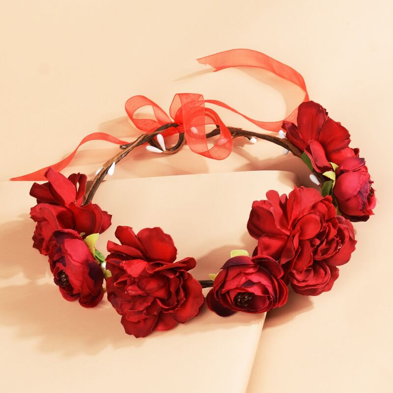 

Artificial Flower Crown Hair Garland, Red