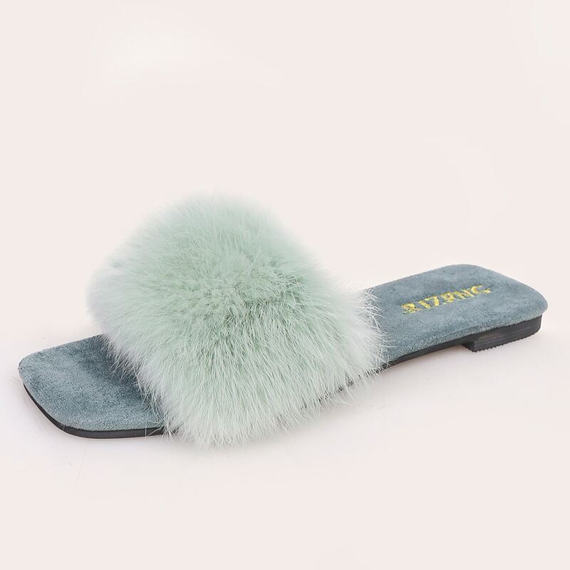 

Faux Fur Decor Slides, Green