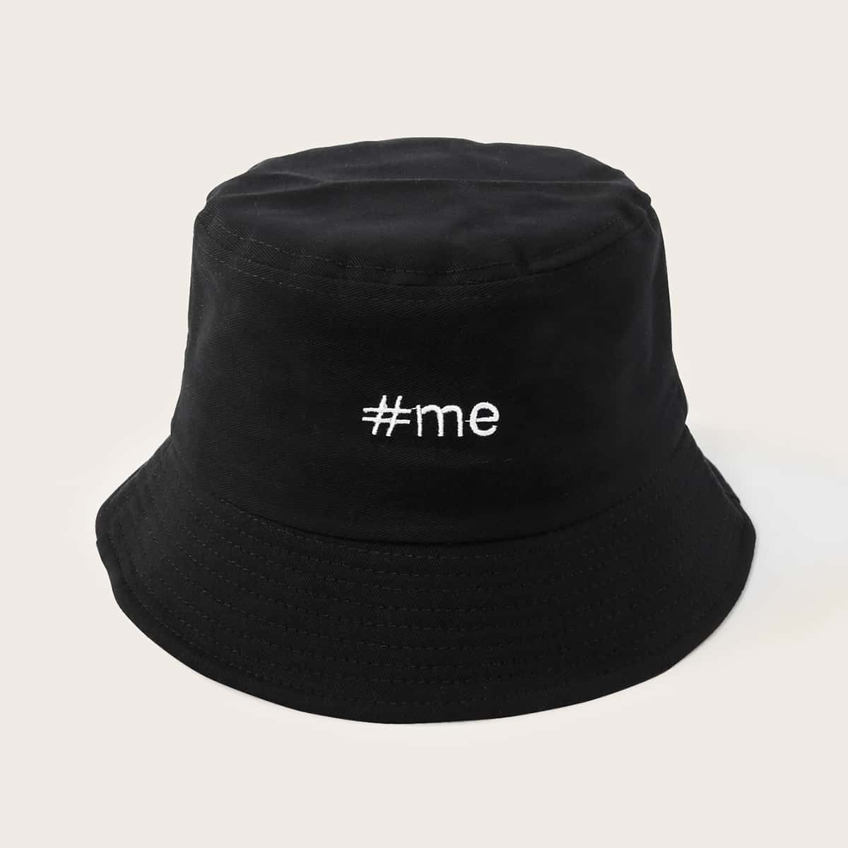 

Letter Embroidery Bucket Hat, Black