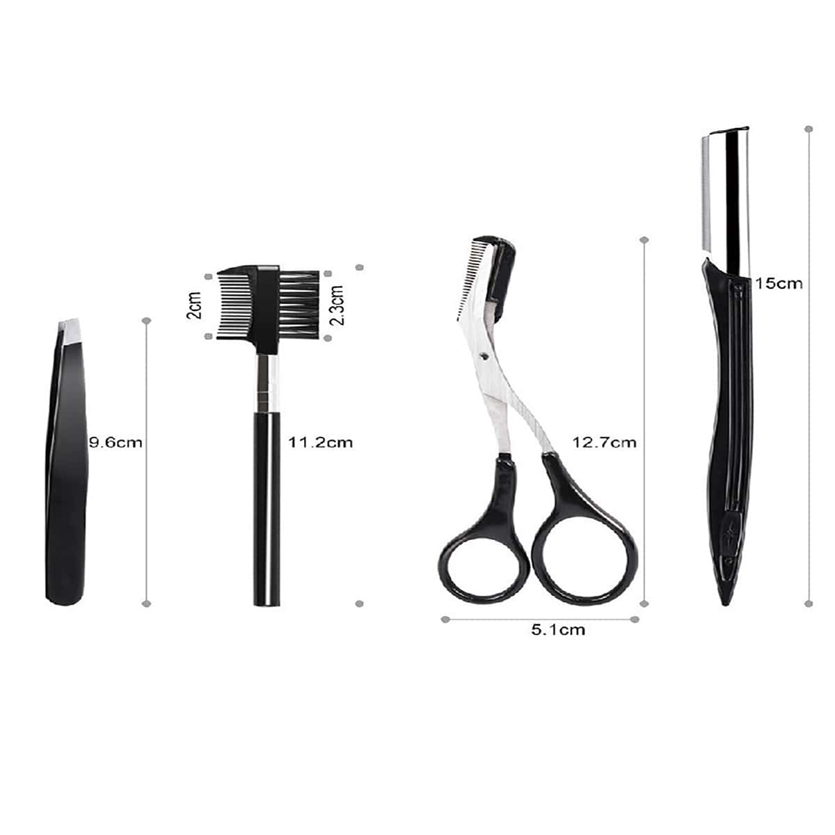 

4pcs Eyebrow Trimming Tool Set, Black