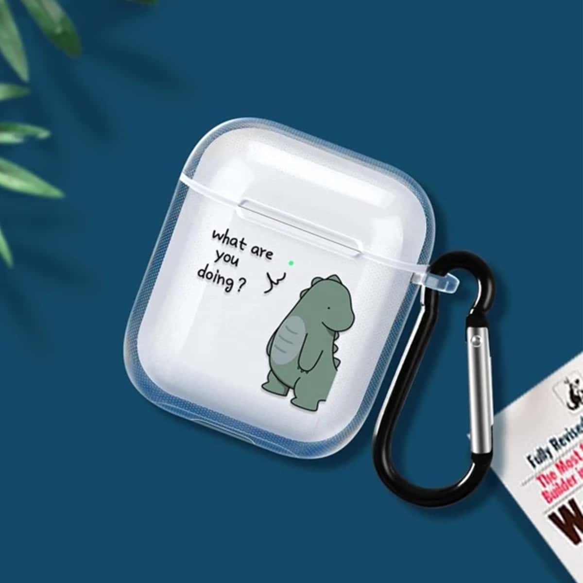 

Slogan & Dinosaur Print AirPods Case, Multicolor