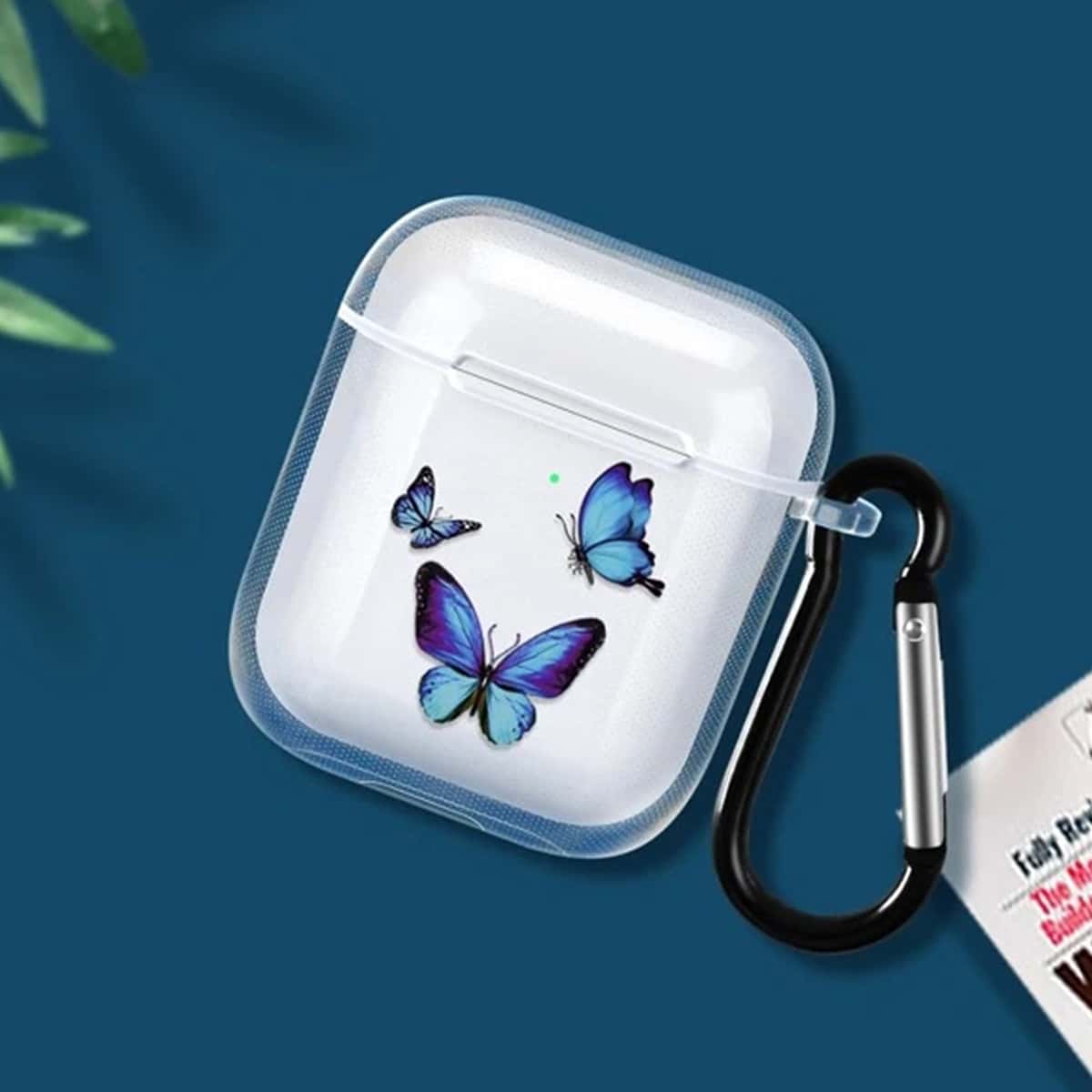 

Butterfly Clear AirPods Case, Blue