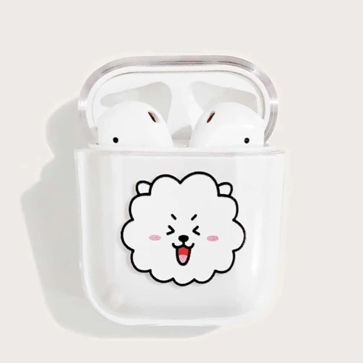 

Cartoon Cloud Print AirPods Case, Clear