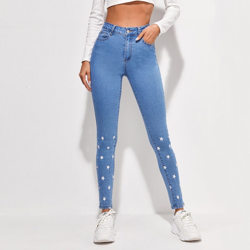 

High Stretch Slant Pocket Star Skinny Jeans, Light wash