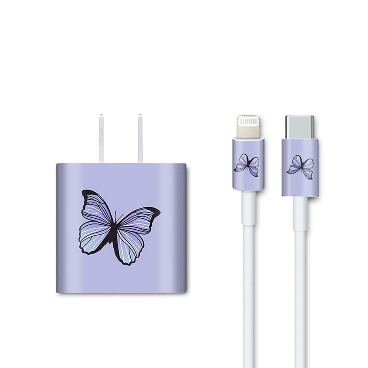 

3pcs Butterfly Print iPhone Charger Decals, Purple