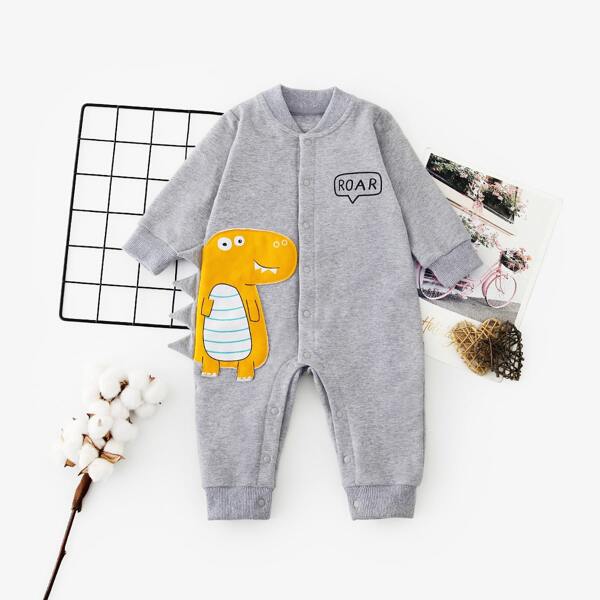 

Baby Boy Dinosaur & Letter Graphic Jumpsuit, Grey