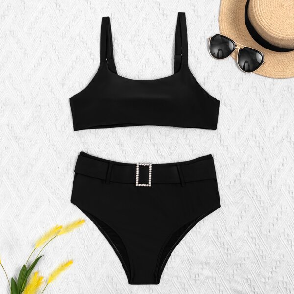 

High Waisted Bikini Swimsuit, Black