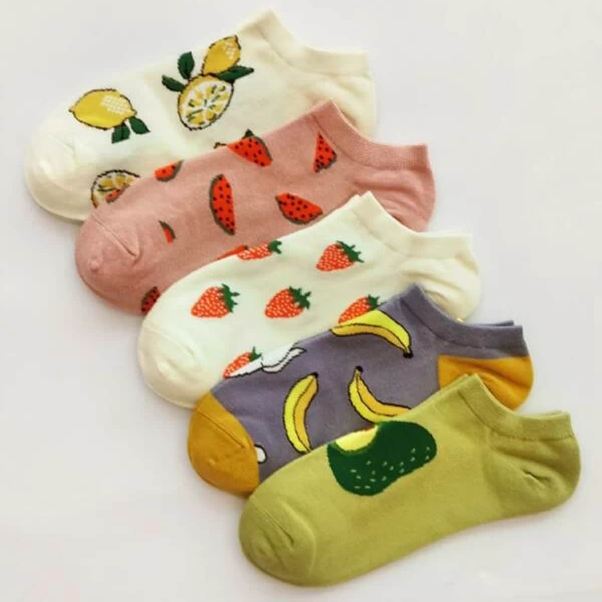 

5pairs Fruit Pattern Ankle Socks, Multicolor