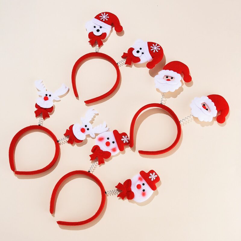 

4pcs Christmas Spring Hair Hoop, Red