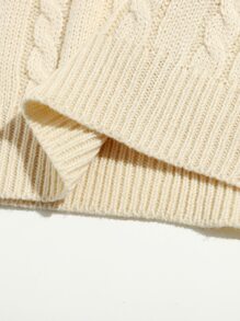 SHEIN LUNE Atasan rajut Plain Casual - Krem - View 3