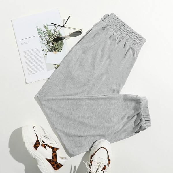 

Plus Space Dye Elastic Waist Sweatpants, Light grey