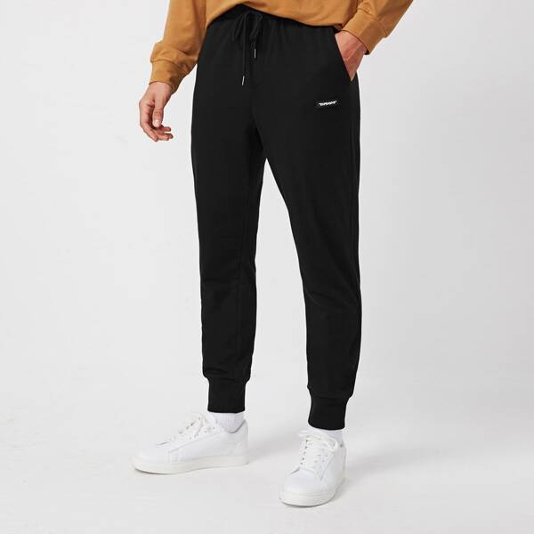 

Men Patch Detail Joggers, Black
