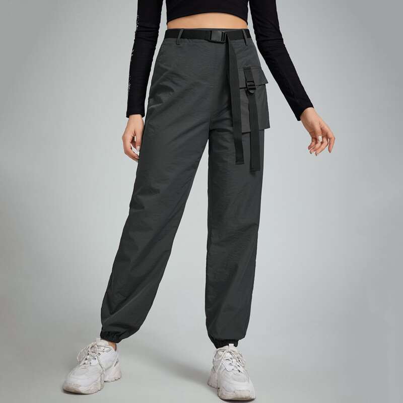 

Buckle Pocket Solid Joggers, Dark grey