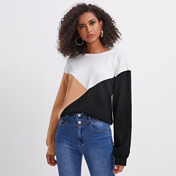 

Drop Shoulder Colorblock Pullover, Multicolor
