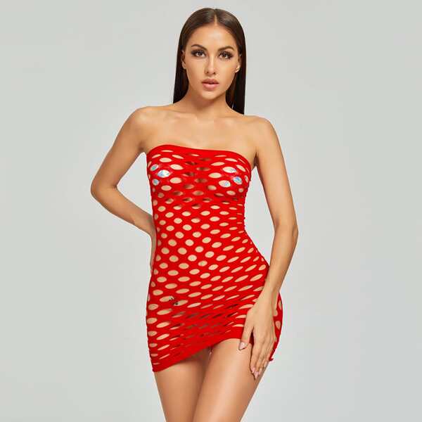 

Cut-out Bandeau Dress, Red