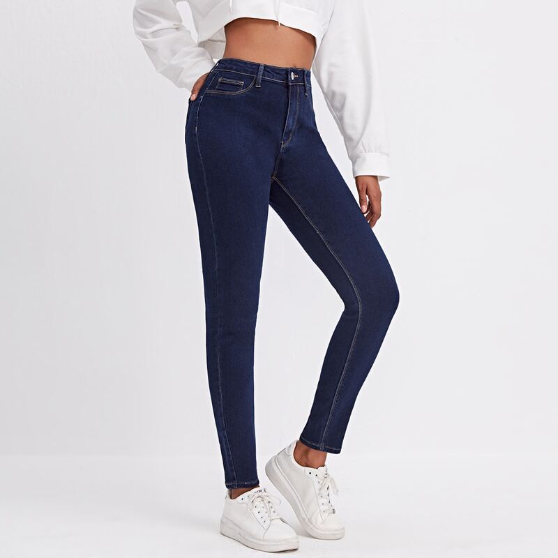 

High Waist Skinny Jeans, Dark wash